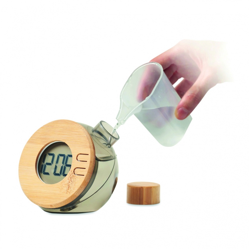 Logotrade advertising product image of: Water powered bamboo LCD clock